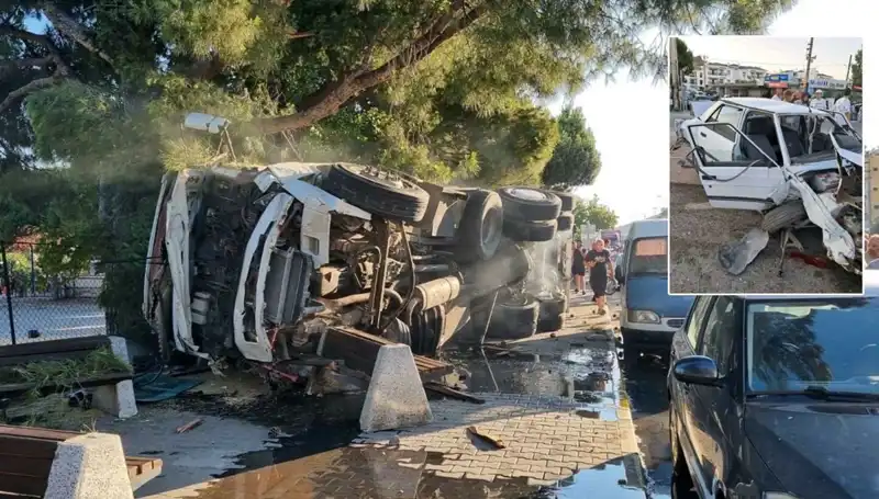 Freni Patlayan Kamyon, Trafik Işığında Otomobillere Çarptı!